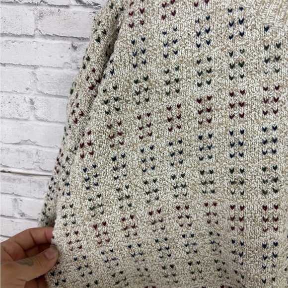 Vintage Oatmeal Speckled Chunky Cotton Crewneck Knit Sweater - Picture 4 of 4